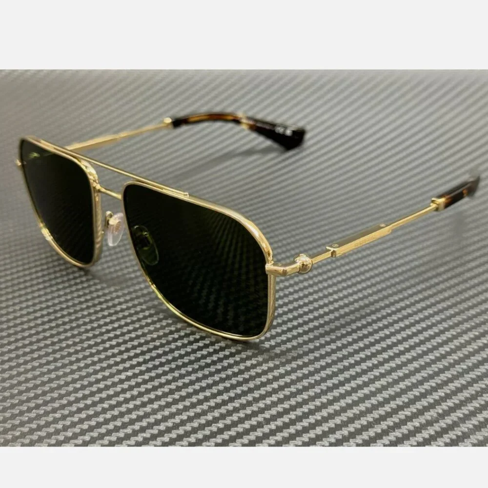 Burberry Men's 59mm Sunglasses Green Light Gold New